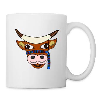 Blumenstier mit Stirnband - Tasse - Weiß - Rechts