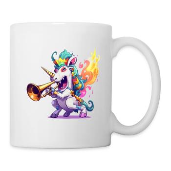 Sparkling unicorn trumpeter in the fire - Mug - white - Right