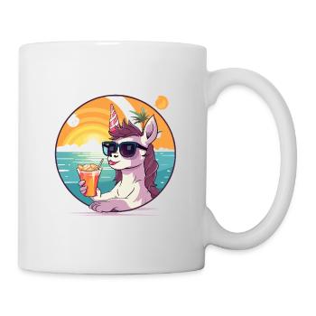 Sonnenuntergang Lama Party - Tasse - Weiß - Rechts