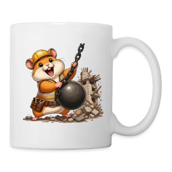 Hamster de chantier avec boule de démolition - Mug blanc - blanc - Droite
