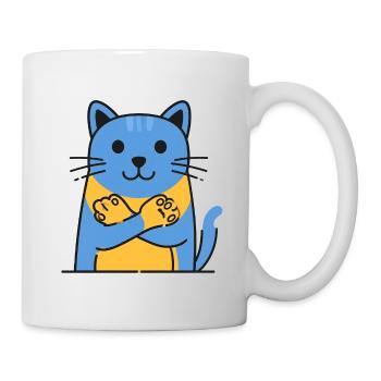 Chat Bleu Ami qui serre ses pattes - Mug blanc - blanc - Droite