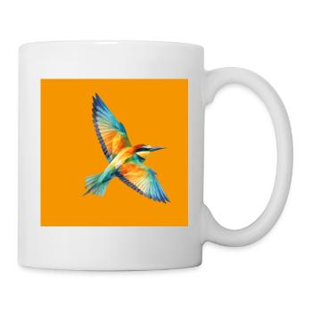 Fiegender Bienenfresser Polygon Art auf Orange - Tasse - Weiß - Rechts