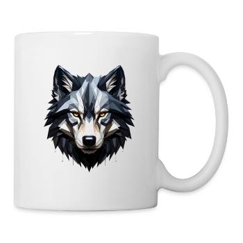 Geometrischer Wolfkopf - Tasse - Weiß - Rechts