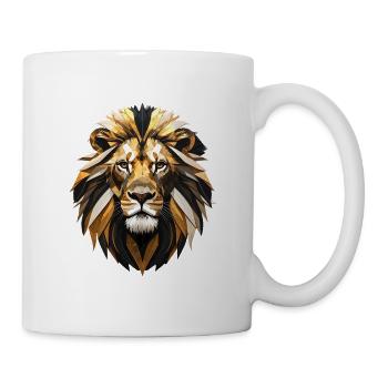 Tête de lion géométrique dans les tons dorés - Mug blanc - blanc - Droite
