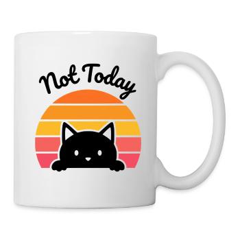 Not Today Funny Kawaii Black Cat Retro Sunset - Mug - white - Right