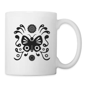 Boho-Schmetterling L matt schwarz - Tasse - Weiß - Rechts