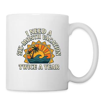 J’ai besoin de six mois de vacances deux fois par an Soleil Rétro - Mug blanc - blanc - Droite