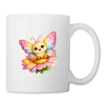 Happy butterfly resting on a flower - Mug - white - Right