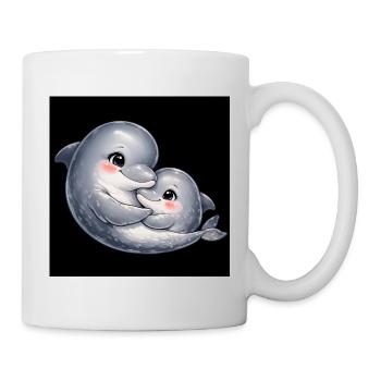 Maman dauphin et son bébé se câlinent ensemble - Mug blanc - blanc - Droite