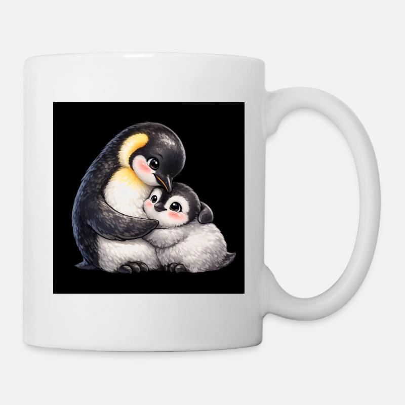 Maman Pingouin câline son bébé - Mug blanc - blanc