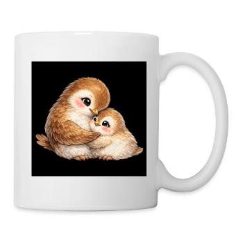 Mom Bird Cuddles With Her Little One - Mug - white - Right