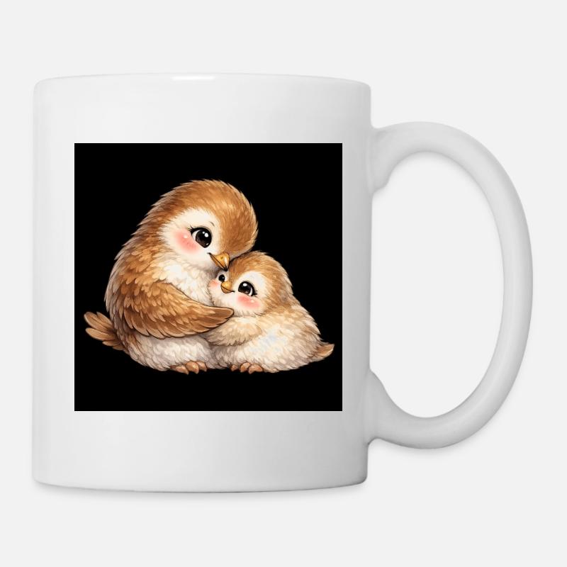 Maman oiseau câline son petit - Mug blanc - blanc
