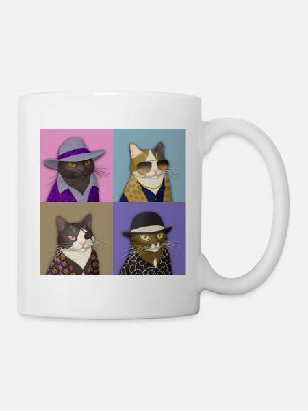 Badass Cat Quartet - Tasse - Weiß