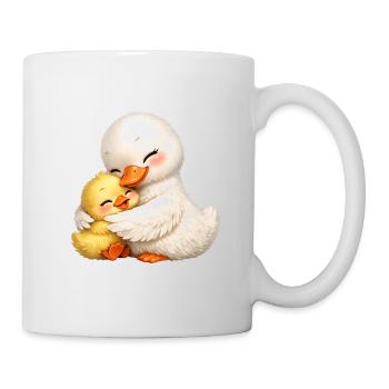 Mutter-Ente kuschelt mit ihrem Baby - Tasse - Weiß - Rechts