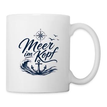 Meer im Kopf- Maritime Mode mit Anker  - Tasse - Weiß - Rechts