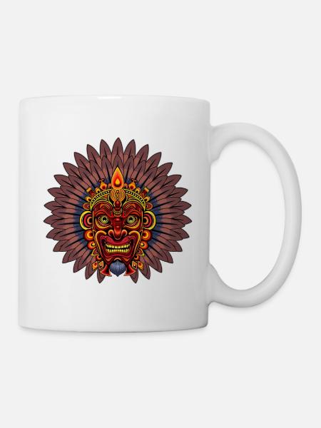 Aztekischer Krieger Mächtige Stammesmaske - Tasse - Weiß