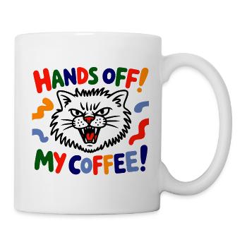 Kaffee-Katzenwarnung: Hände weg! - Tasse - Weiß - Rechts
