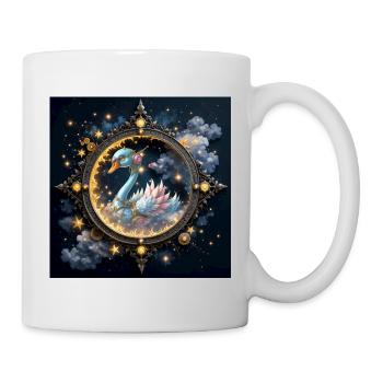 Stellar duck in golden circular frame - Mug - white - Right