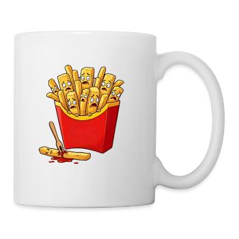 Frightened French Fries - Comic Design - Tasse - Weiß - Rechts