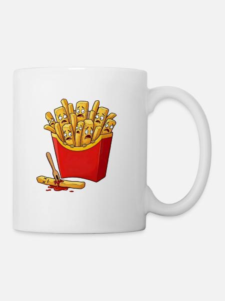 Frightened French Fries - Comic Design - Mug - white