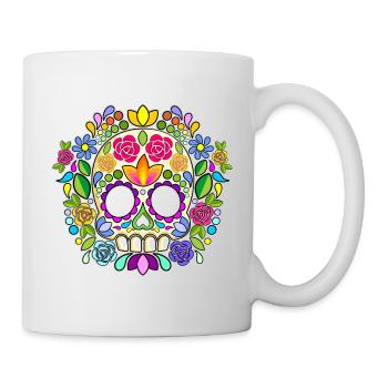 Sugar Skull Floral Calavera Day of the Dead - Mug - white - Right