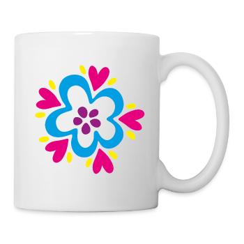 Blume Blüte farbenfroh Yoga Flower Power Deko  - Tasse - Weiß - Rechts