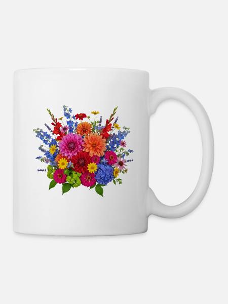 Blossom Explosion – Colorful Summer Bouquet - Mug - white