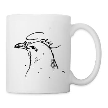 Crow ink sketch black outline - Mug - white - Right