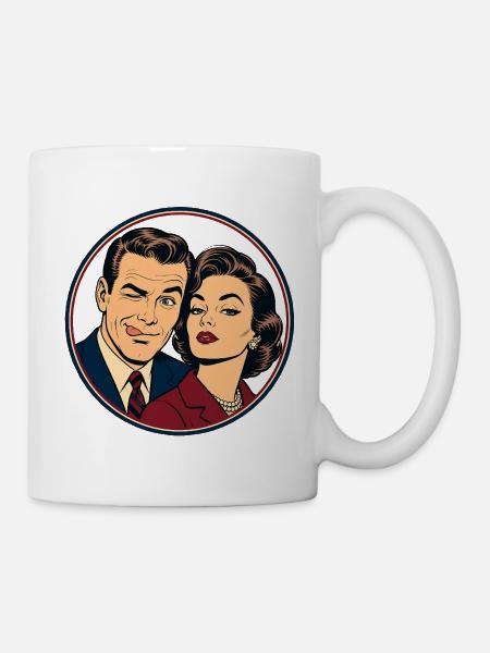 Retro Pop Paar Winking Duo - Tasse - Weiß