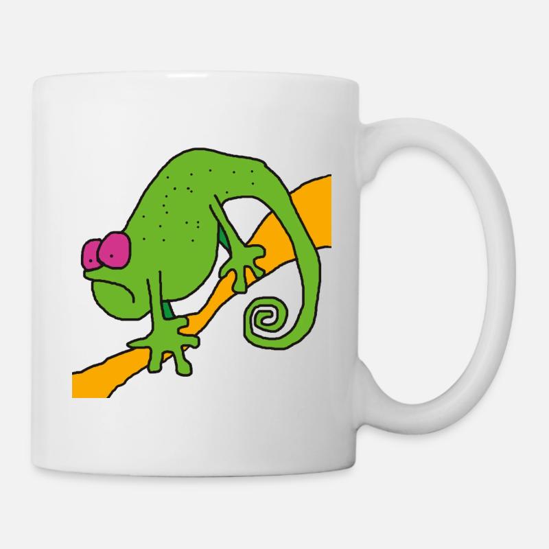 Chamaeleon on a branch – colorful pop illustration - Mug - white