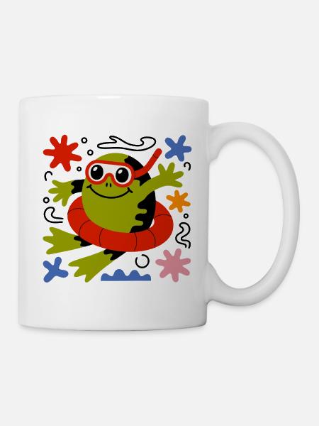 Cartoon Frosch Taucher - Tasse - Weiß