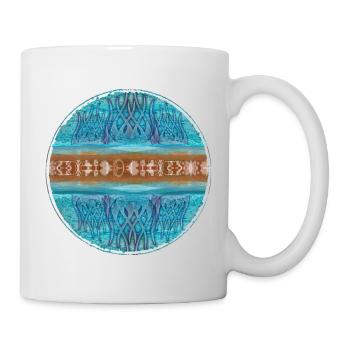 Teal Mandala Ribbon Circle Design - Mug - white - Right