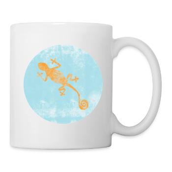 Orangen-Gecko auf blauem Kreis - Tasse - Weiß - Rechts