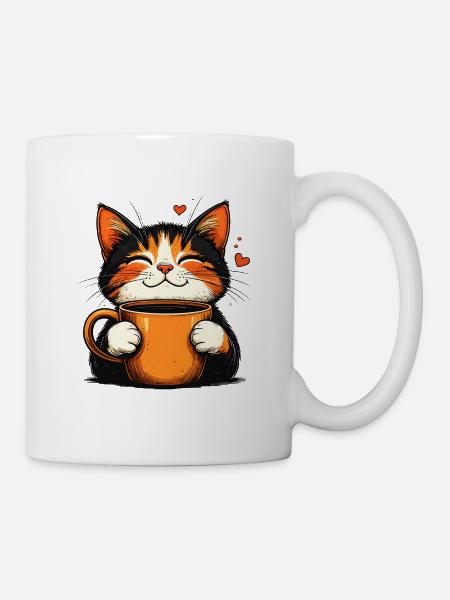 Katzenkaffee Glücksmomente - Tasse - Weiß