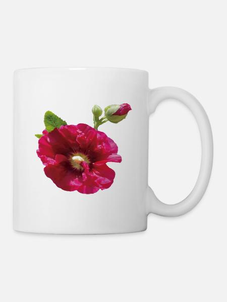 Vibrant_Crimson_Hollyhock_Flower - Mug - white