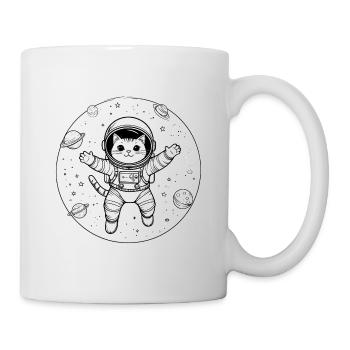 Katzen-Astronaut im Weltraum - Tasse - Weiß - Rechts