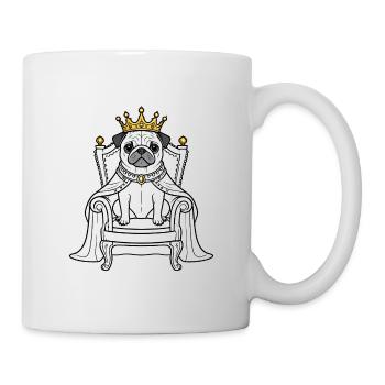 Königlicher Mops auf Thron - Tasse - Weiß - Rechts