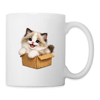 Happy kitten is in box - Mug - white - Right