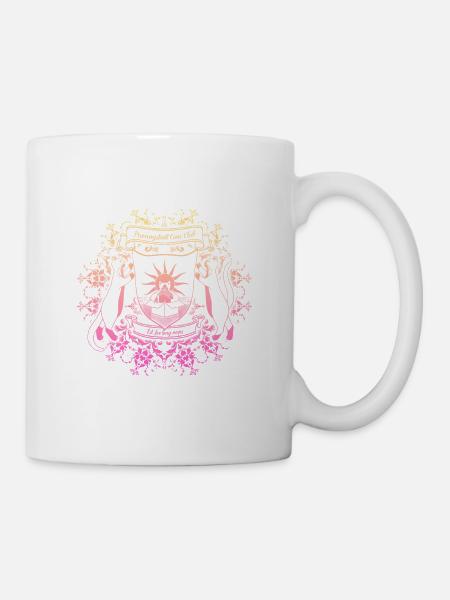Katze am sonnigen Strand-Emblem - Tasse - Weiß