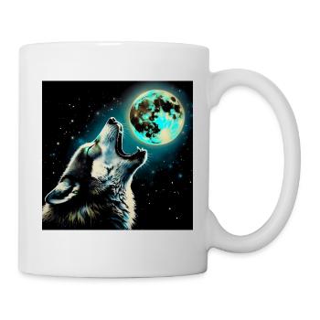 Wolf heult zum Vollmond - Tasse - Weiß - Rechts
