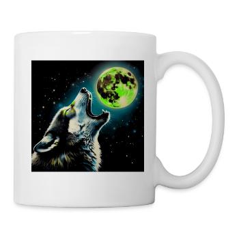 Wolf heult zum Vollmond - Tasse - Weiß - Rechts