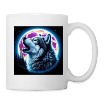 Wolf heult zum Vollmond - Tasse - Weiß - Rechts
