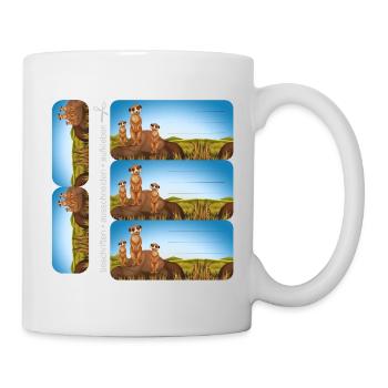 DIY Schulaufkleber Set - Erdmännchen - 5 Sticker - Tasse - Weiß - Rechts