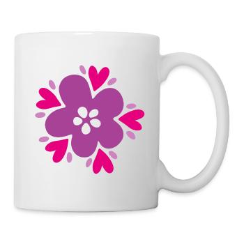 Yoga Blossom Flower Violet Mandala Heart Decoration Love - Mug - white - Right