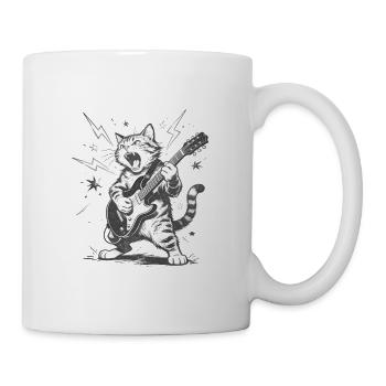 Heavy Metal Cat with Electric Guitar - Cat Rock - Mug - white - Right
