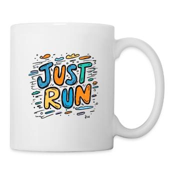 Just Run Graffiti: Farbenfrohe Lauffreude - Tasse - Weiß - Rechts