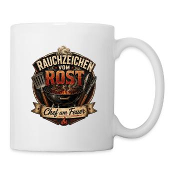 Rauchzeichen vom Rost – Lustiges Grill Motiv - Tasse - Weiß - Rechts