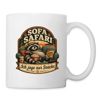 Sofa Safari – Lustiges Couch Motiv - Tasse - Weiß - Rechts