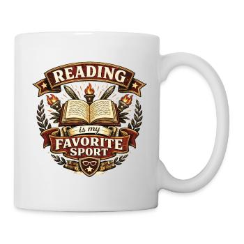 Reading is my favorite sport Vintage Coat of Arms - Mug - white - Right