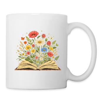 Les illustrations de fleurs sauvages poussent à partir du livre - Mug blanc - blanc - Droite
